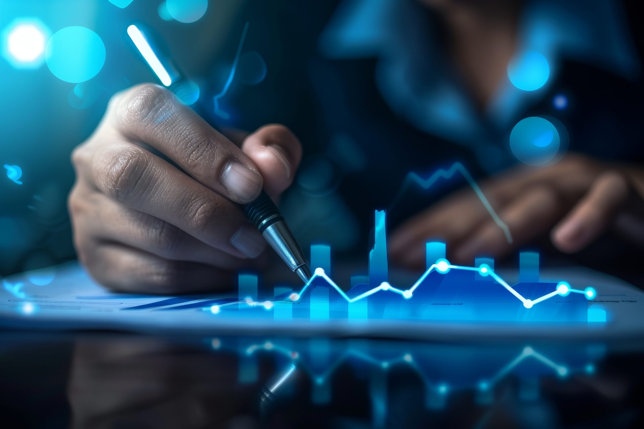 A person analyzing financial data and reports